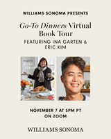 Williams Sonoma Hosts Ina Garten Virtual Cookbook Event with Eric Kim on November 7th (Graphic: Williams Sonoma)