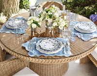 AERIN for Williams Sonoma - Blue Placemat, Napkin and Dinnerware on AERIN for Williams Sonoma Home Dinner Table (Photo: Williams Sonoma)