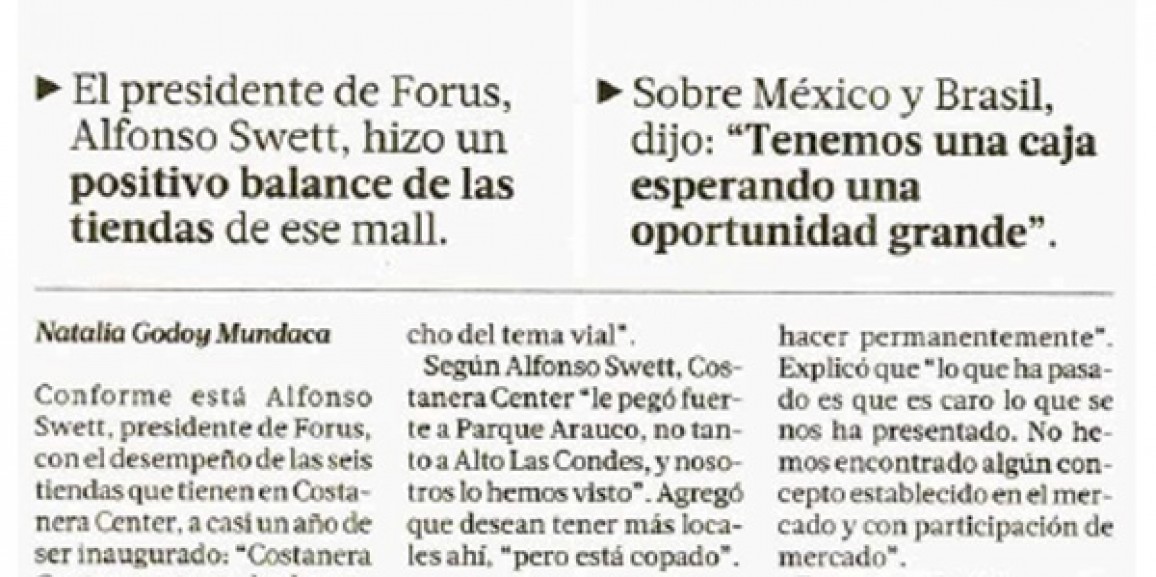 Costanera Center le pegó fuerte a Parque Arauco, no tanto a Alto Las Condes